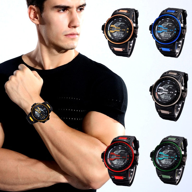 30M Waterproof Sports Men Watch Couple Fashion Popular Men's Multi-Functional LED Electronic Watchs - MERGE.DAY.1.FREESTYLE