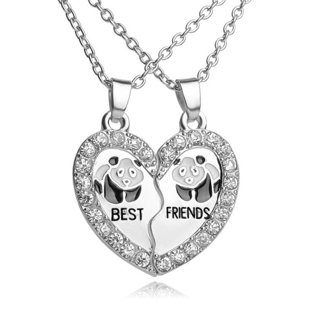 couple necklaces Sequin Stitching Heart Broken Best Friends Necklace Gifts 2PCS/Set - MERGE.DAY.1.FREESTYLE