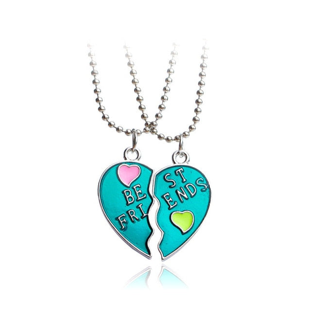 couple necklaces Sequin Stitching Heart Broken Best Friends Necklace Gifts 2PCS/Set - MERGE.DAY.1.FREESTYLE