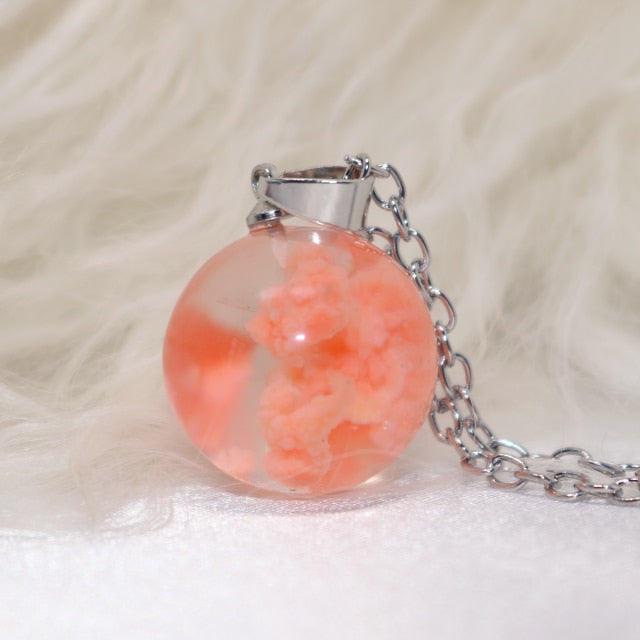 Resin Rould Ball Moon Pendant Necklace Women Blue Sky White Cloud Necklace - MERGE.DAY.1.FREESTYLE