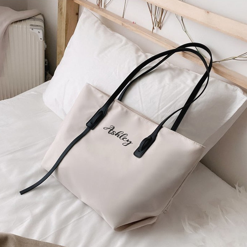 Customizable Tote Oxford Bag Embroidered Name One-Shoulder Handbag - MERGE.DAY.1.FREESTYLE