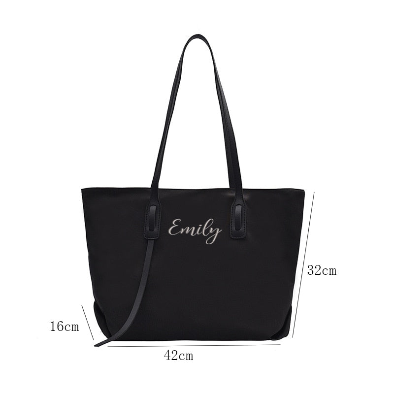 Customizable Tote Oxford Bag Embroidered Name One-Shoulder Handbag - MERGE.DAY.1.FREESTYLE