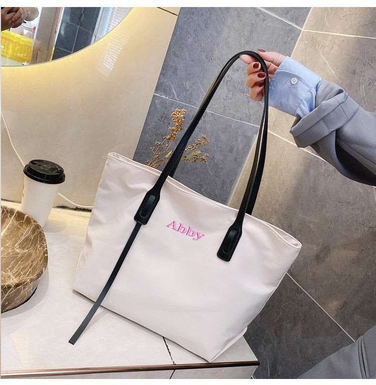 Customizable Tote Oxford Bag Embroidered Name One-Shoulder Handbag - MERGE.DAY.1.FREESTYLE