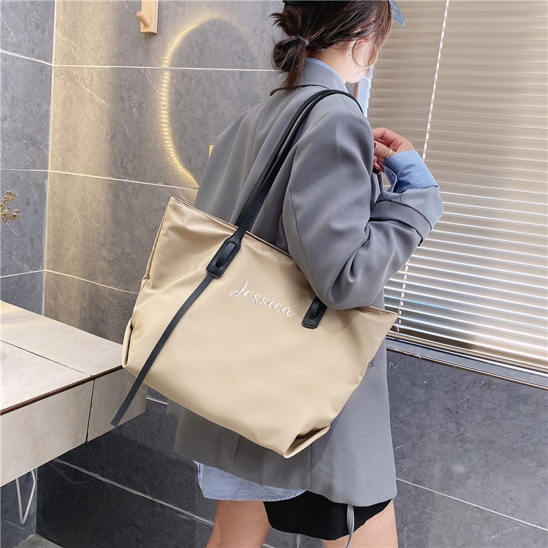 Customizable Tote Oxford Bag Embroidered Name One-Shoulder Handbag - MERGE.DAY.1.FREESTYLE