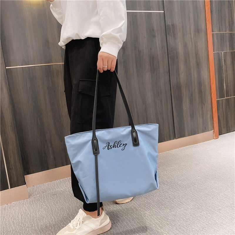 Customizable Tote Oxford Bag Embroidered Name One-Shoulder Handbag - MERGE.DAY.1.FREESTYLE