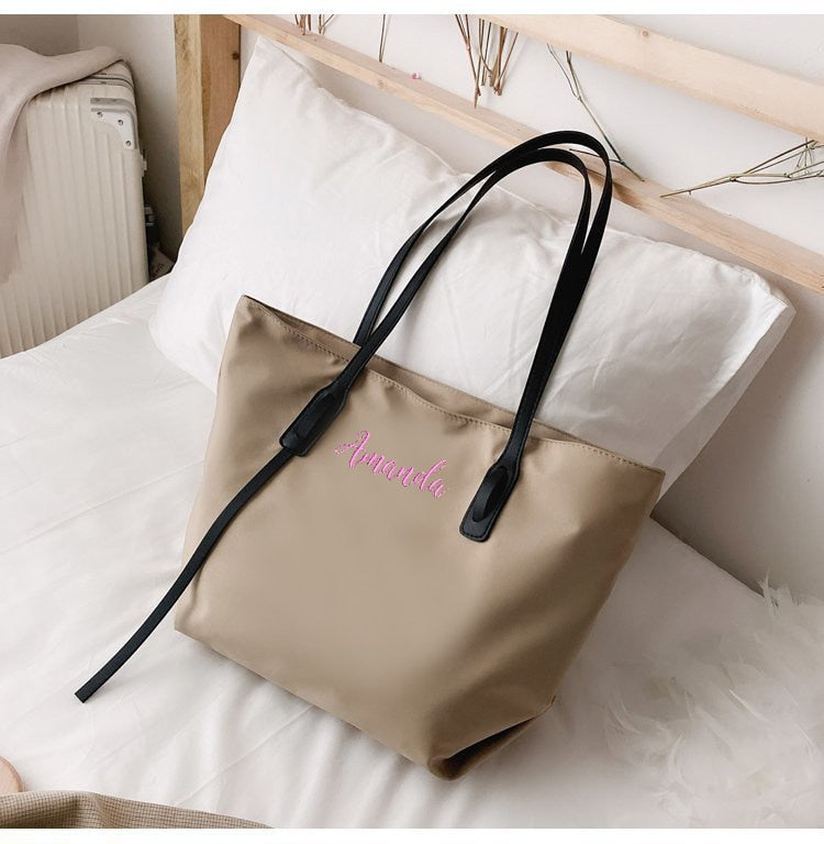 Customizable Tote Oxford Bag Embroidered Name One-Shoulder Handbag - MERGE.DAY.1.FREESTYLE