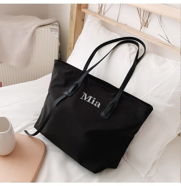 Customizable Tote Oxford Bag Embroidered Name One-Shoulder Handbag - MERGE.DAY.1.FREESTYLE