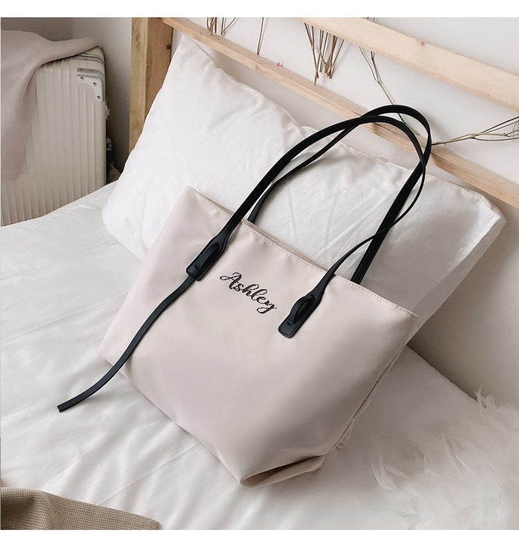 Customizable Tote Oxford Bag Embroidered Name One-Shoulder Handbag - MERGE.DAY.1.FREESTYLE