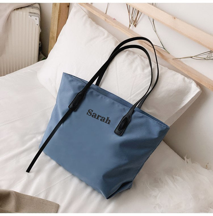 Customizable Tote Oxford Bag Embroidered Name One-Shoulder Handbag - MERGE.DAY.1.FREESTYLE