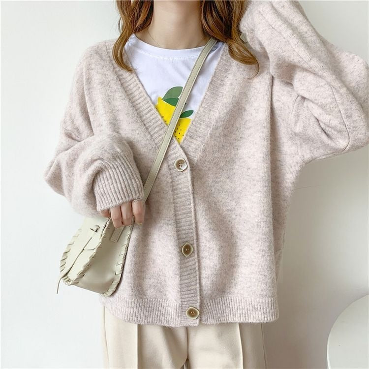 lantern sleeve cardigan Winter Solid Cashmere Casual Fashion Winter Knit sweaters - MERGE.DAY.1.FREESTYLE