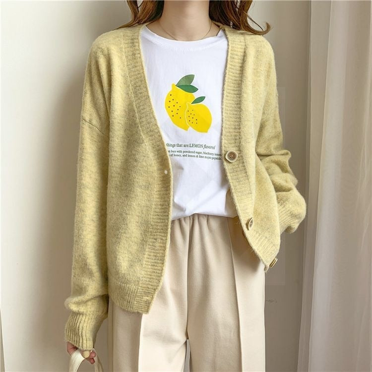 lantern sleeve cardigan Winter Solid Cashmere Casual Fashion Winter Knit sweaters - MERGE.DAY.1.FREESTYLE