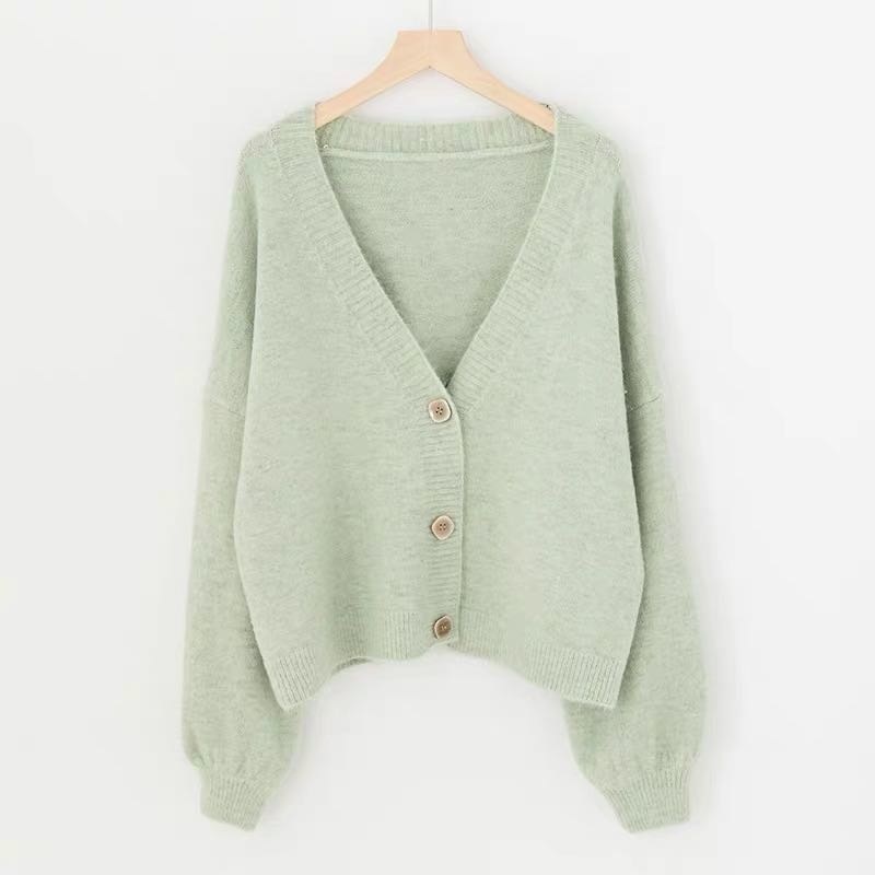 lantern sleeve cardigan Winter Solid Cashmere Casual Fashion Winter Knit sweaters - MERGE.DAY.1.FREESTYLE