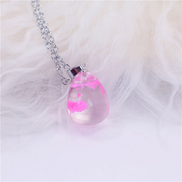 Resin Rould Ball Moon Pendant Necklace Women Blue Sky White Cloud Necklace - MERGE.DAY.1.FREESTYLE