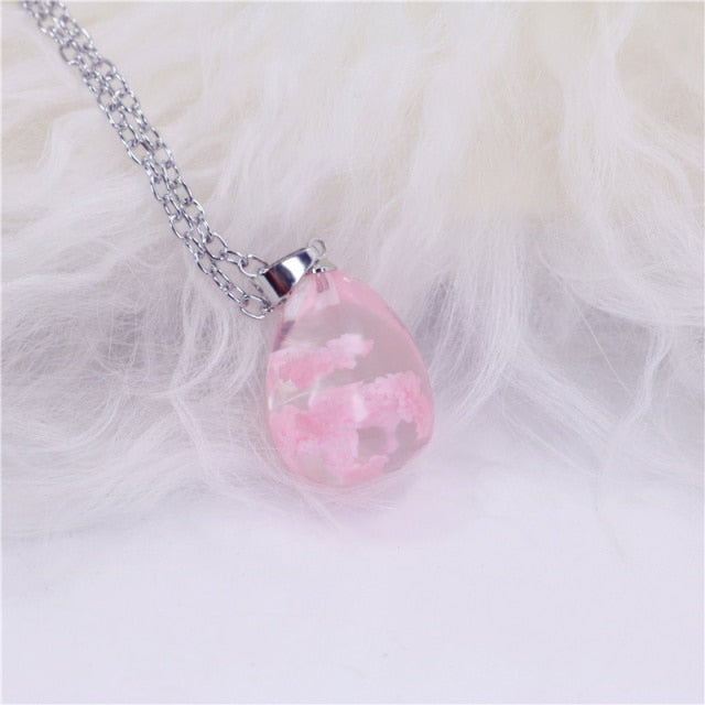 Resin Rould Ball Moon Pendant Necklace Women Blue Sky White Cloud Necklace - MERGE.DAY.1.FREESTYLE