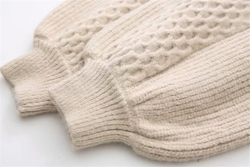 Winter lantern sleeve cardigan Long Sweater Women 2021 Lantern Sleeve Open Stitch Oversized Sweater Knit Coat - MERGE.DAY.1.FREESTYLE