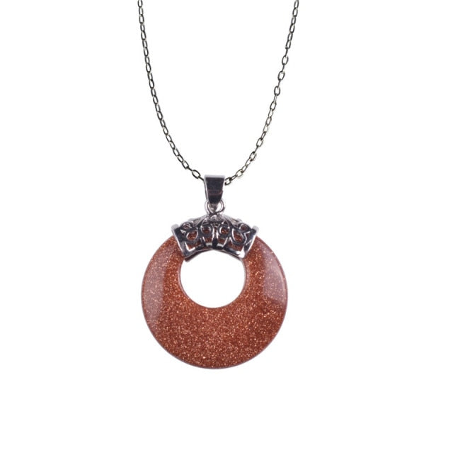 Carnelian Necklaces Round Shape Natural Green aventurine eye Statement Necklace - MERGE.DAY.1.FREESTYLE