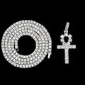 Iced Out Ankh Cross Pendant Necklace Choker Chain Necklace Jewelry - MERGE.DAY.1.FREESTYLE