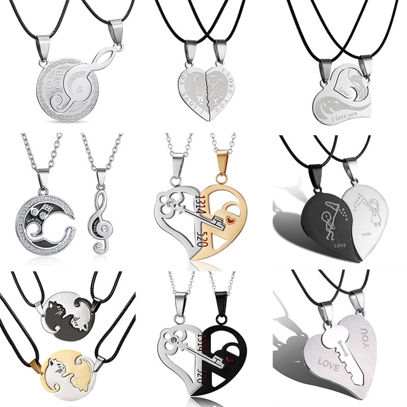 matching necklaces for couples necklaces Splice 2 PCS/Set Cat Moon Heart Pendant - MERGE.DAY.1.FREESTYLE