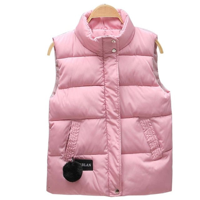 Women Vest Mandarin Collar Sleeveless Short Coat Women Plus Size 2021 Autumn Winter - MERGE.DAY.1.FREESTYLE
