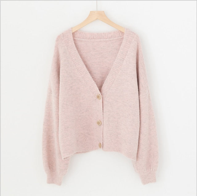 lantern sleeve cardigan Winter Solid Cashmere Casual Fashion Winter Knit sweaters - MERGE.DAY.1.FREESTYLE