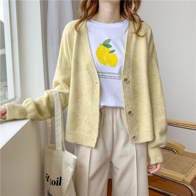 lantern sleeve cardigan Winter Solid Cashmere Casual Fashion Winter Knit sweaters - MERGE.DAY.1.FREESTYLE