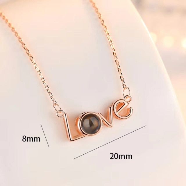 100 languages of love necklace Heart Pendant Wedding Romantic Memory Projection Necklace - MERGE.DAY.1.FREESTYLE