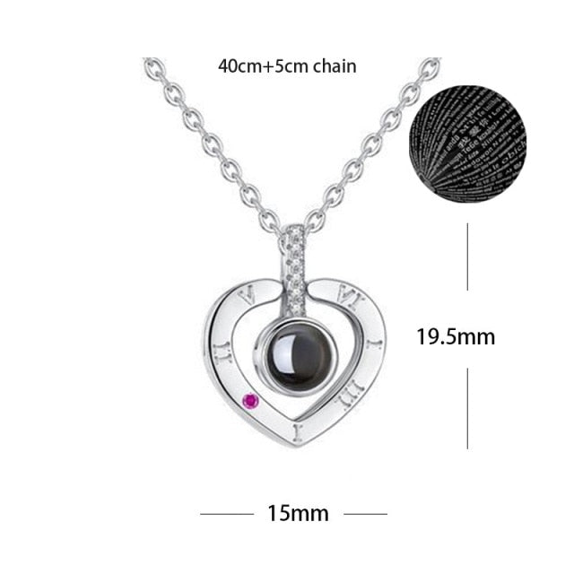 100 languages of love necklace Heart Pendant Wedding Romantic Memory Projection Necklace - MERGE.DAY.1.FREESTYLE
