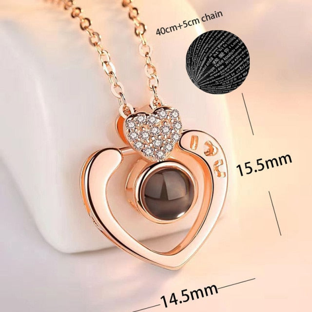 100 languages of love necklace Heart Pendant Wedding Romantic Memory Projection Necklace - MERGE.DAY.1.FREESTYLE