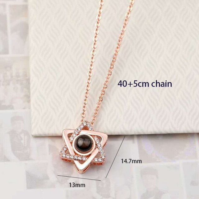 100 languages of love necklace Heart Pendant Wedding Romantic Memory Projection Necklace - MERGE.DAY.1.FREESTYLE