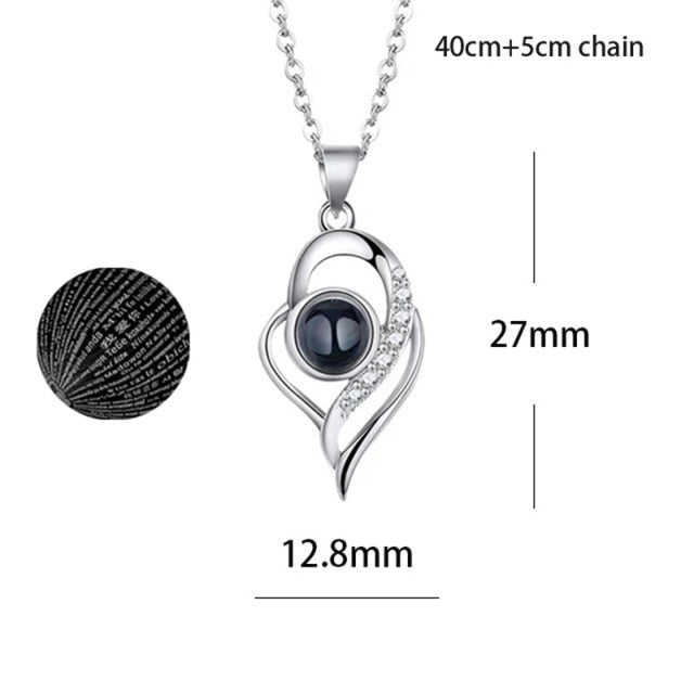 100 languages of love necklace Heart Pendant Wedding Romantic Memory Projection Necklace - MERGE.DAY.1.FREESTYLE