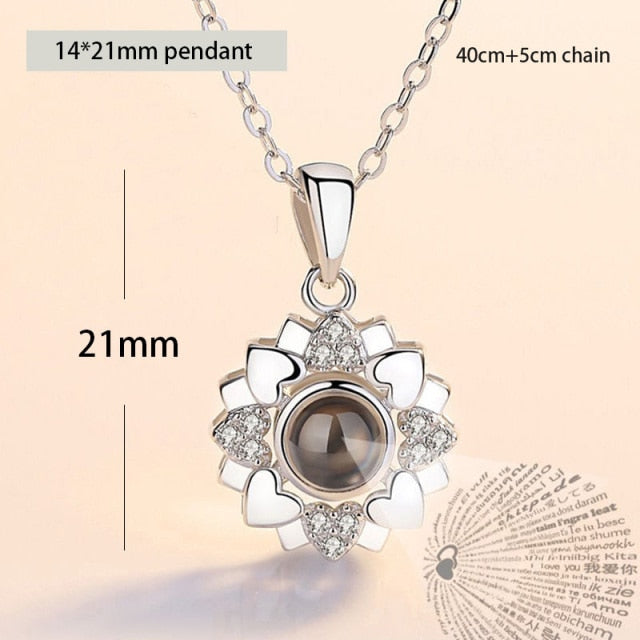 100 languages of love necklace Heart Pendant Wedding Romantic Memory Projection Necklace - MERGE.DAY.1.FREESTYLE
