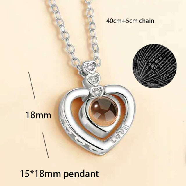 100 languages of love necklace Heart Pendant Wedding Romantic Memory Projection Necklace - MERGE.DAY.1.FREESTYLE