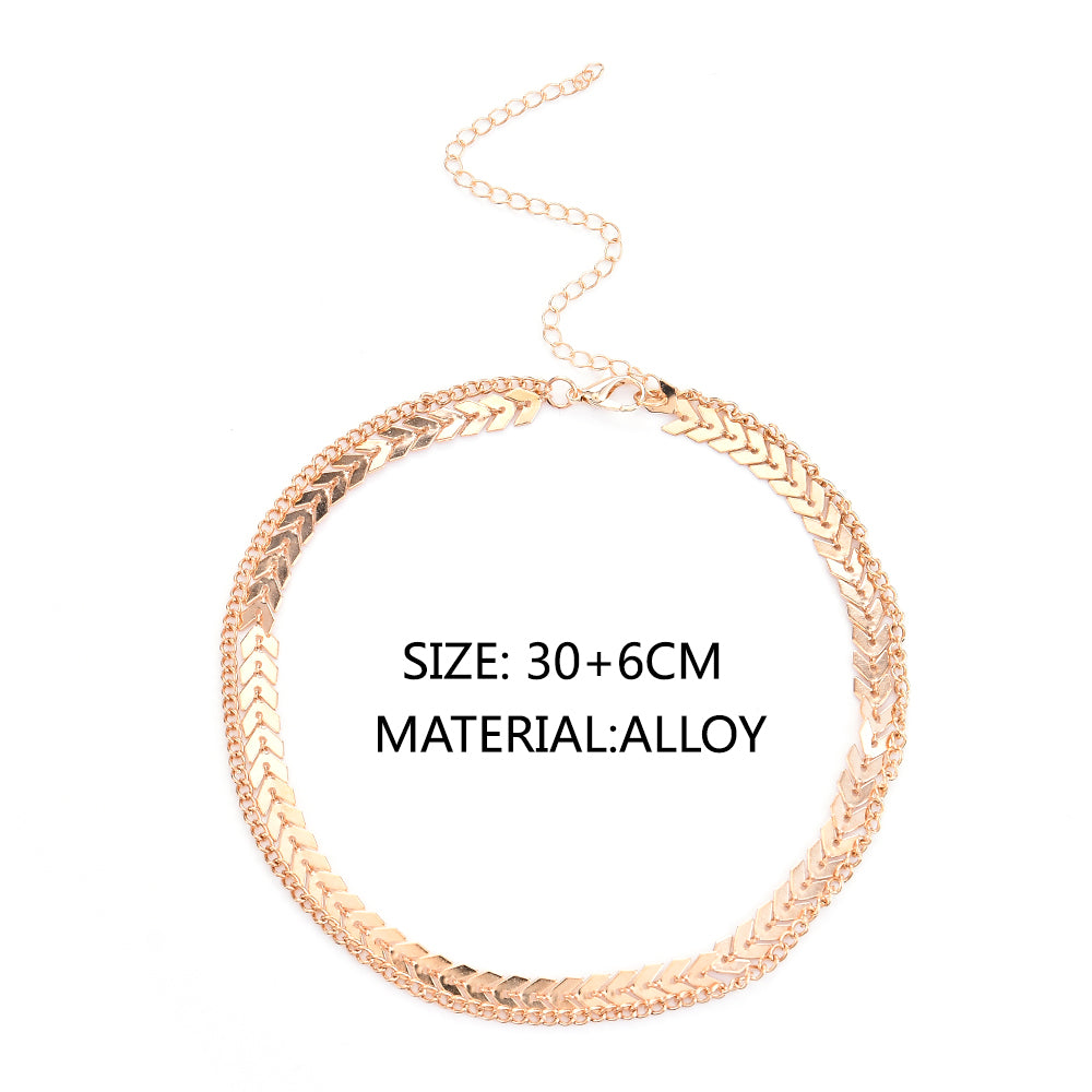 Fashion V Sequins Chain Necklace Bib Party Double Layer Necklace - MERGE.DAY.1.FREESTYLE