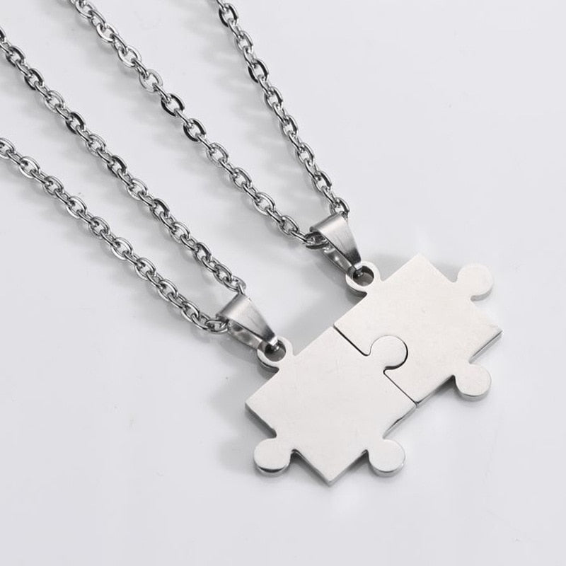 1 Pair puzzle Pendant Chain piece necklace for couples - MERGE.DAY.1.FREESTYLE