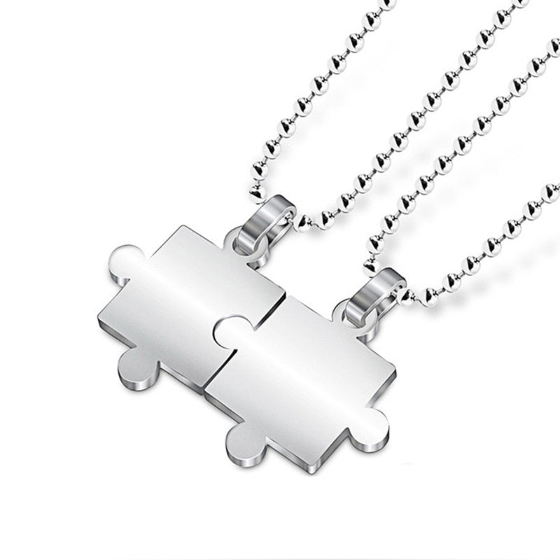 1 Pair puzzle Pendant Chain piece necklace for couples - MERGE.DAY.1.FREESTYLE