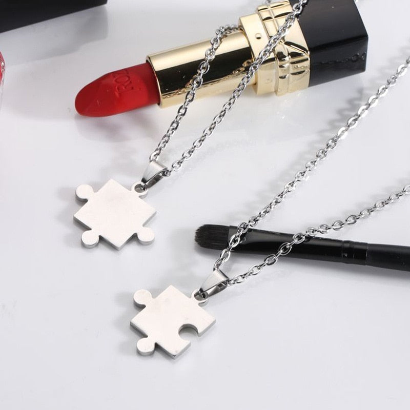 1 Pair puzzle Pendant Chain piece necklace for couples - MERGE.DAY.1.FREESTYLE