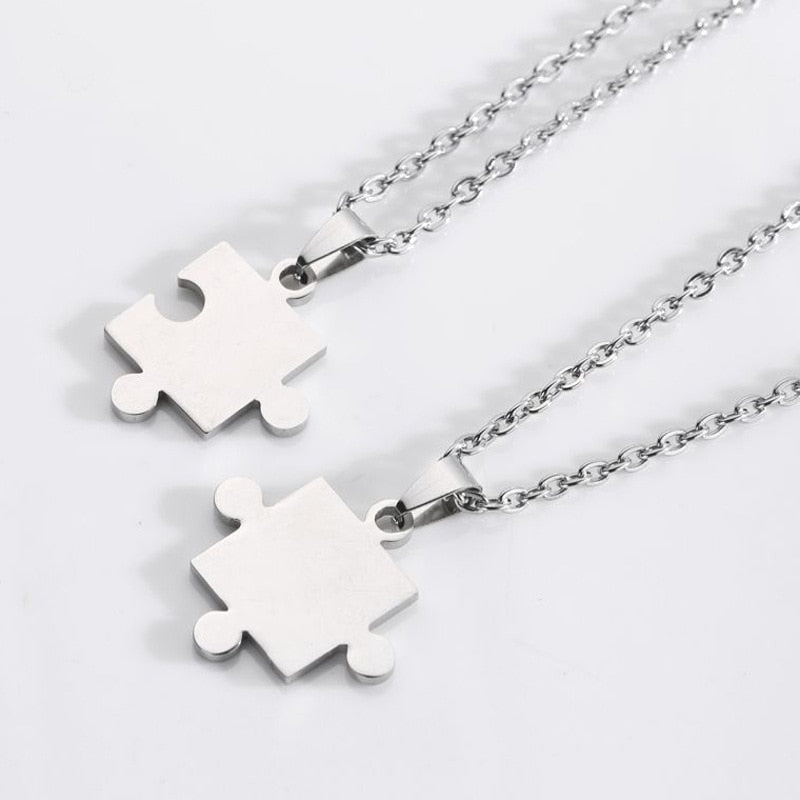 1 Pair puzzle Pendant Chain piece necklace for couples - MERGE.DAY.1.FREESTYLE