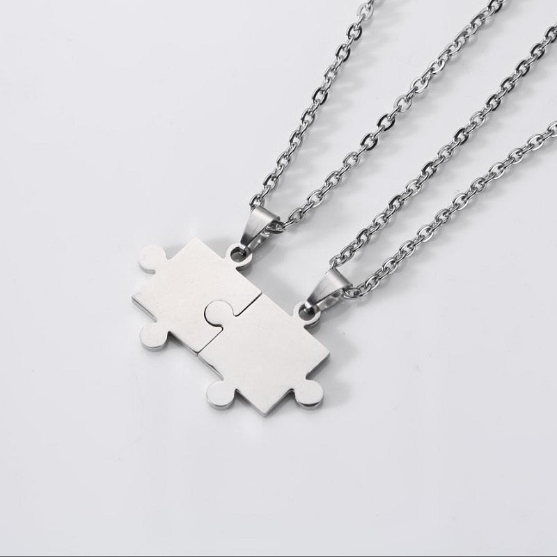 1 Pair puzzle Pendant Chain piece necklace for couples - MERGE.DAY.1.FREESTYLE