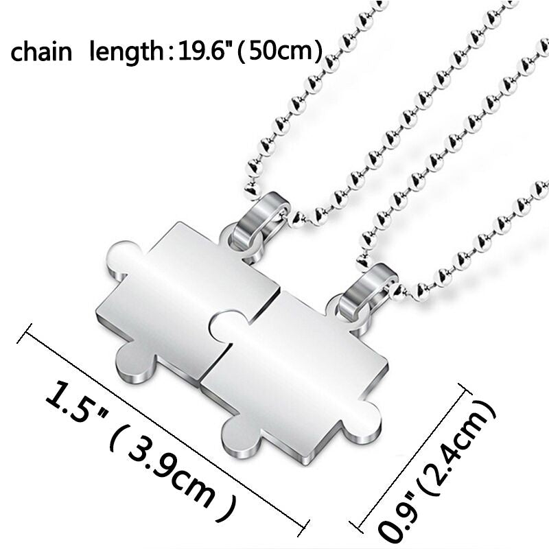 1 Pair puzzle Pendant Chain piece necklace for couples - MERGE.DAY.1.FREESTYLE
