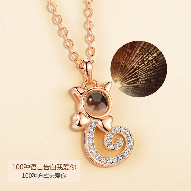 100 languages of love necklace Pendant to Express, Women Love Memory Projection Necklace - MERGE.DAY.1.FREESTYLE