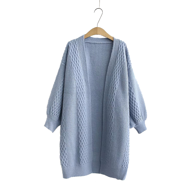 Winter lantern sleeve cardigan Long Sweater Women 2021 Lantern Sleeve Open Stitch Oversized Sweater Knit Coat - MERGE.DAY.1.FREESTYLE