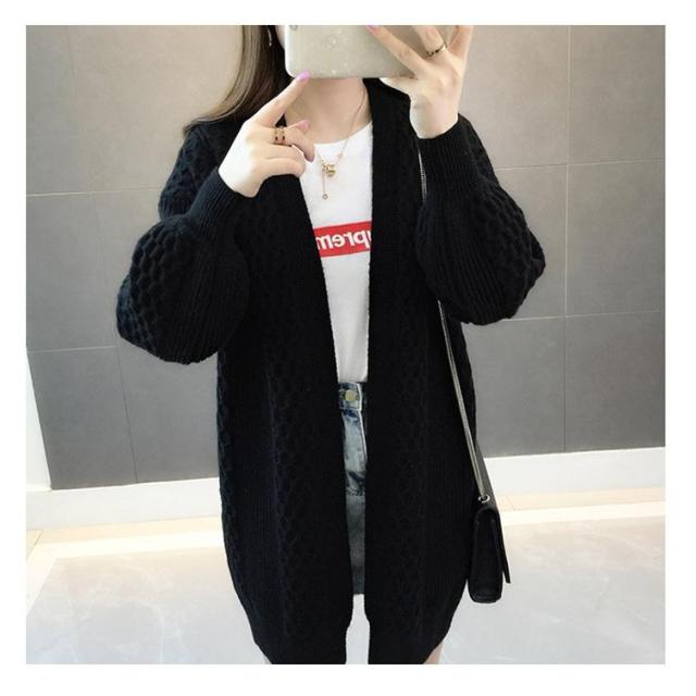 Winter lantern sleeve cardigan Long Sweater Women 2021 Lantern Sleeve Open Stitch Oversized Sweater Knit Coat - MERGE.DAY.1.FREESTYLE