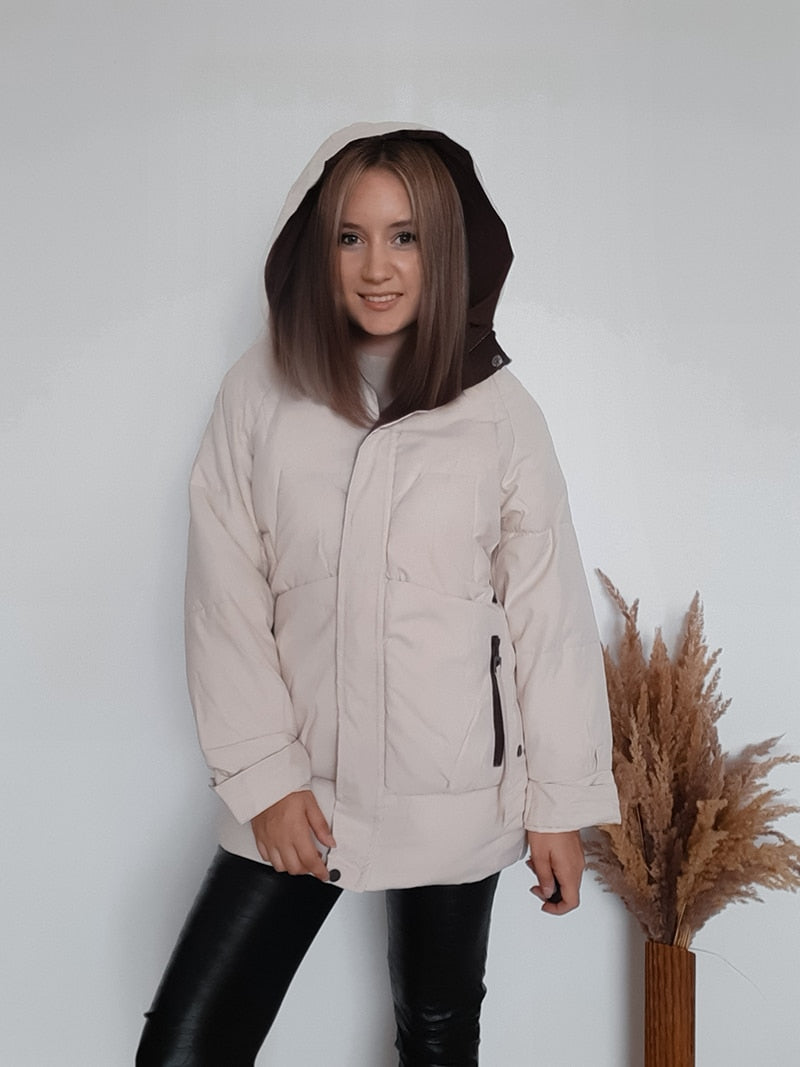 2021 Thick Hooded Down Coat Women Winter Jacket Cotton Long Warm Padded Parka - MERGE.DAY.1.FREESTYLE
