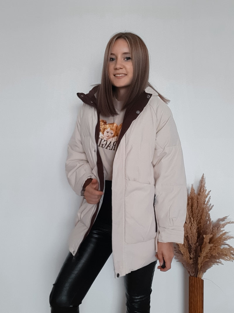 2021 Thick Hooded Down Coat Women Winter Jacket Cotton Long Warm Padded Parka - MERGE.DAY.1.FREESTYLE