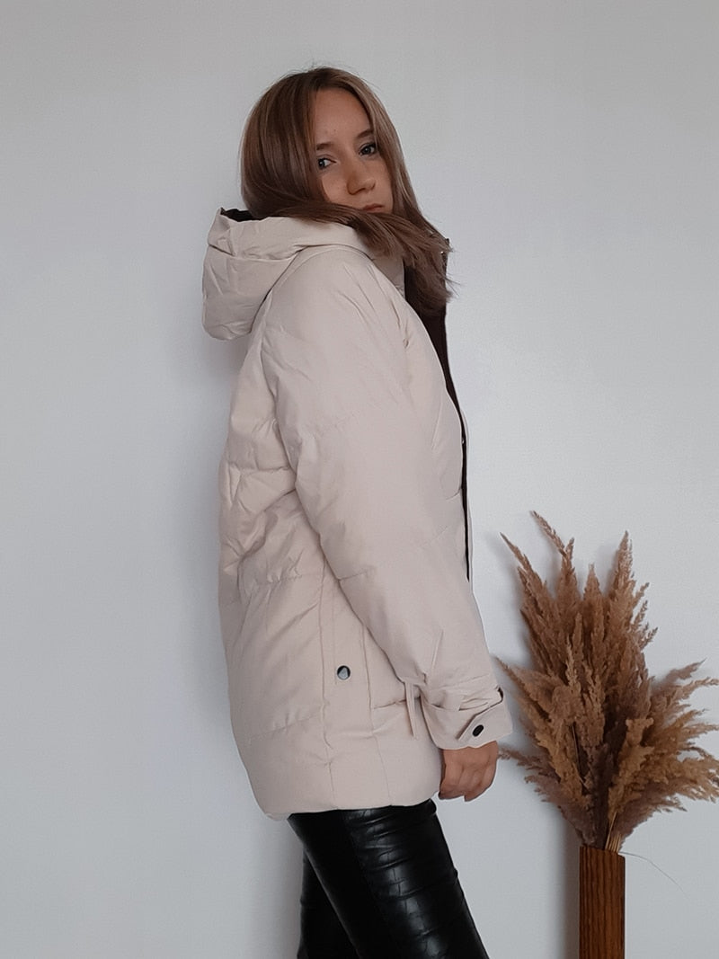 2021 Thick Hooded Down Coat Women Winter Jacket Cotton Long Warm Padded Parka - MERGE.DAY.1.FREESTYLE