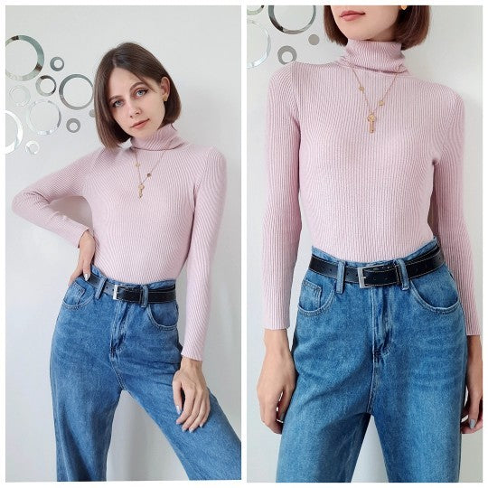 Turtleneck Women Sweaters Autumn Winter Tops Slim Women Pullover Knitted Sweater - MERGE.DAY.1.FREESTYLE