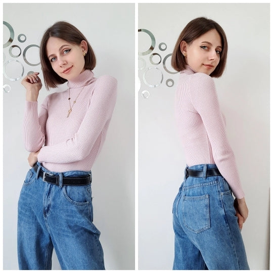 Turtleneck Women Sweaters Autumn Winter Tops Slim Women Pullover Knitted Sweater - MERGE.DAY.1.FREESTYLE