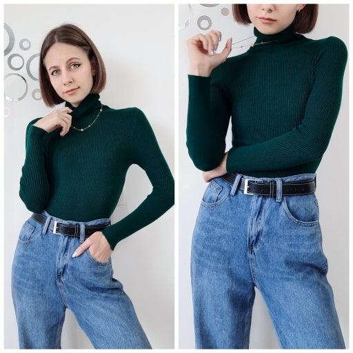 Turtleneck Women Sweaters Autumn Winter Tops Slim Women Pullover Knitted Sweater - MERGE.DAY.1.FREESTYLE