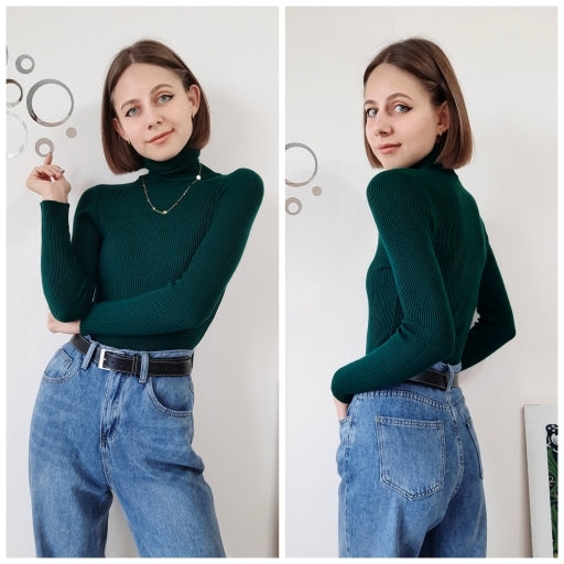 Turtleneck Women Sweaters Autumn Winter Tops Slim Women Pullover Knitted Sweater - MERGE.DAY.1.FREESTYLE