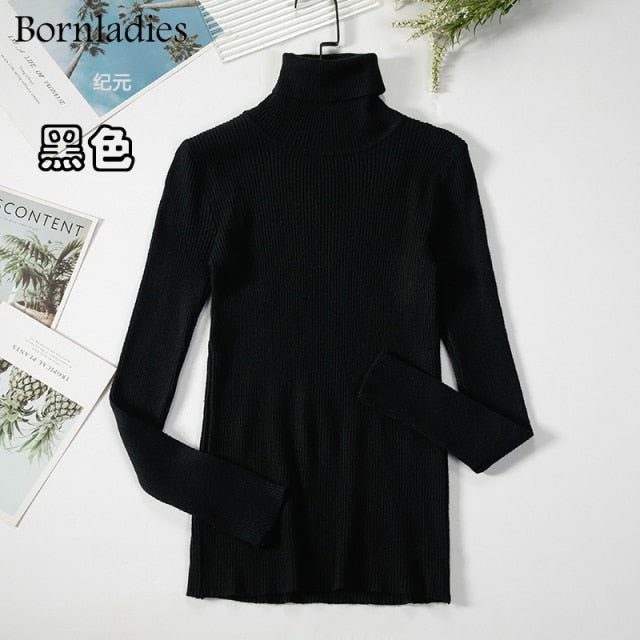 Turtleneck Women Sweaters Autumn Winter Tops Slim Women Pullover Knitted Sweater - MERGE.DAY.1.FREESTYLE